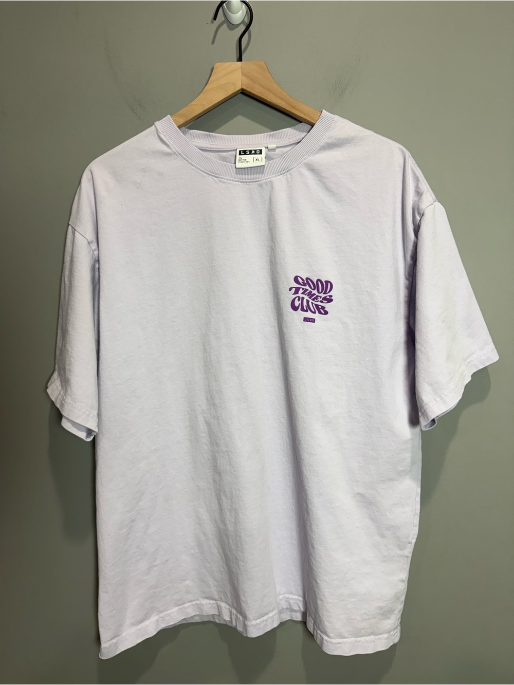 LSKD Good Times Club Oversized Graphic Tee Lavender Purple XL Unisex